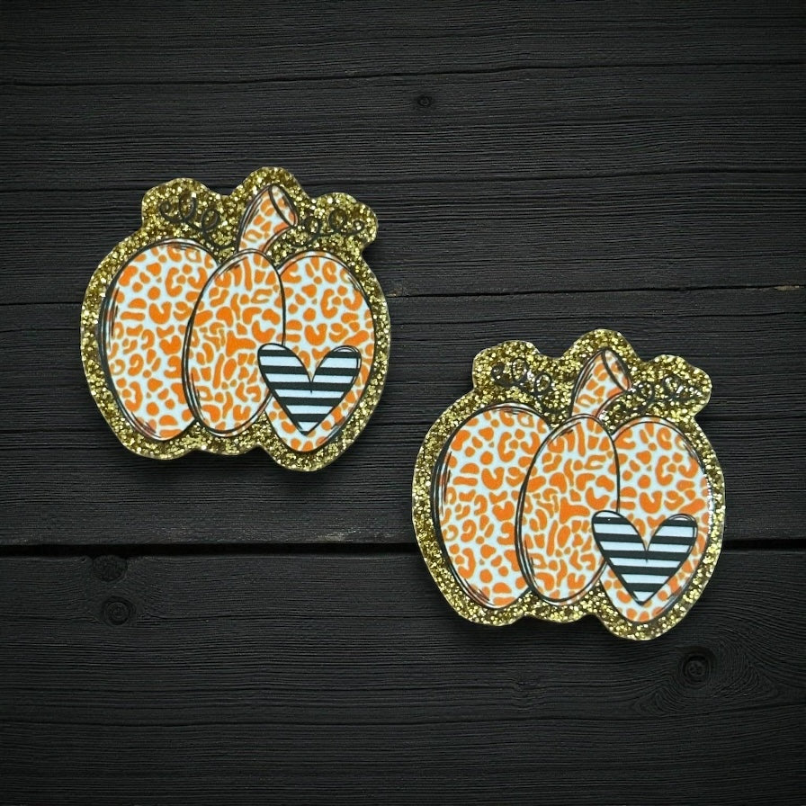 Pumpkin Fall Halloween Glitter Acrylic Flatback