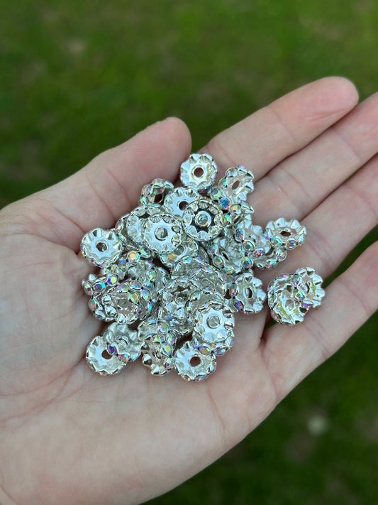 12MM Spacers Wavy Rhinestone 1 Set of 10