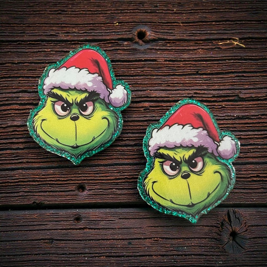 Christmas Grinch Glitter Acrylic Flatback