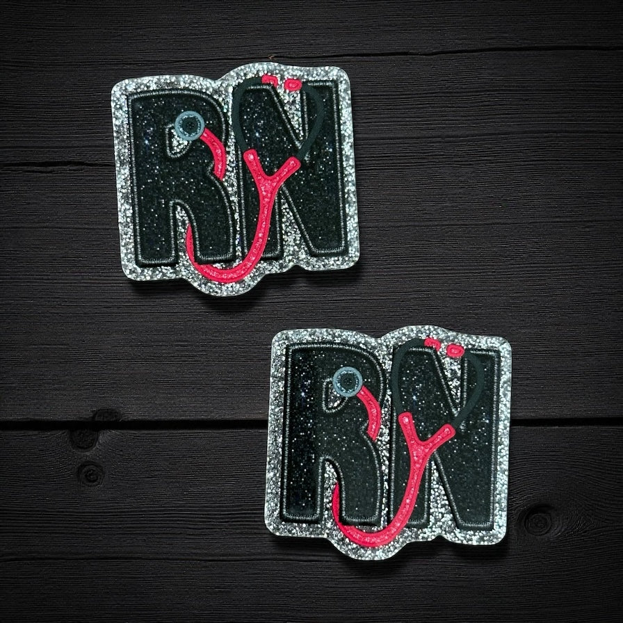 RN Registered Nurse Glitter Acrylic Flatback