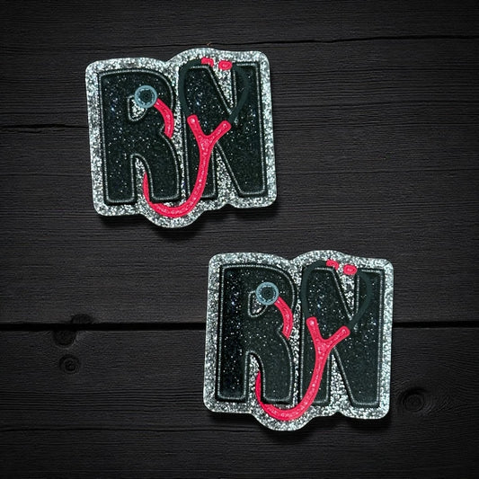 RN Registered Nurse Glitter Acrylic Flatback