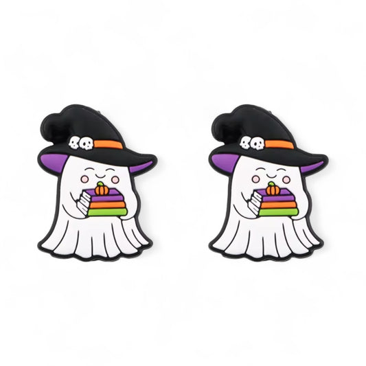 Halloween Ghost Books Silicone Focal Bead