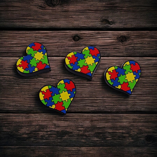 Autism Heart Puzzle Silicone Focal Bead