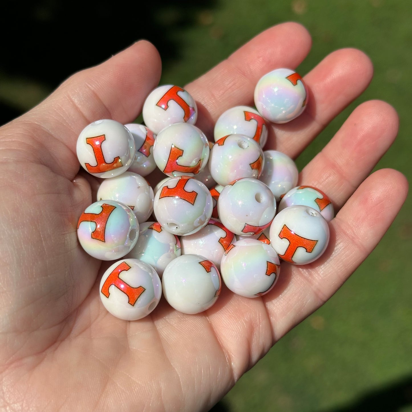 College Football 16mm Acrylic Beads