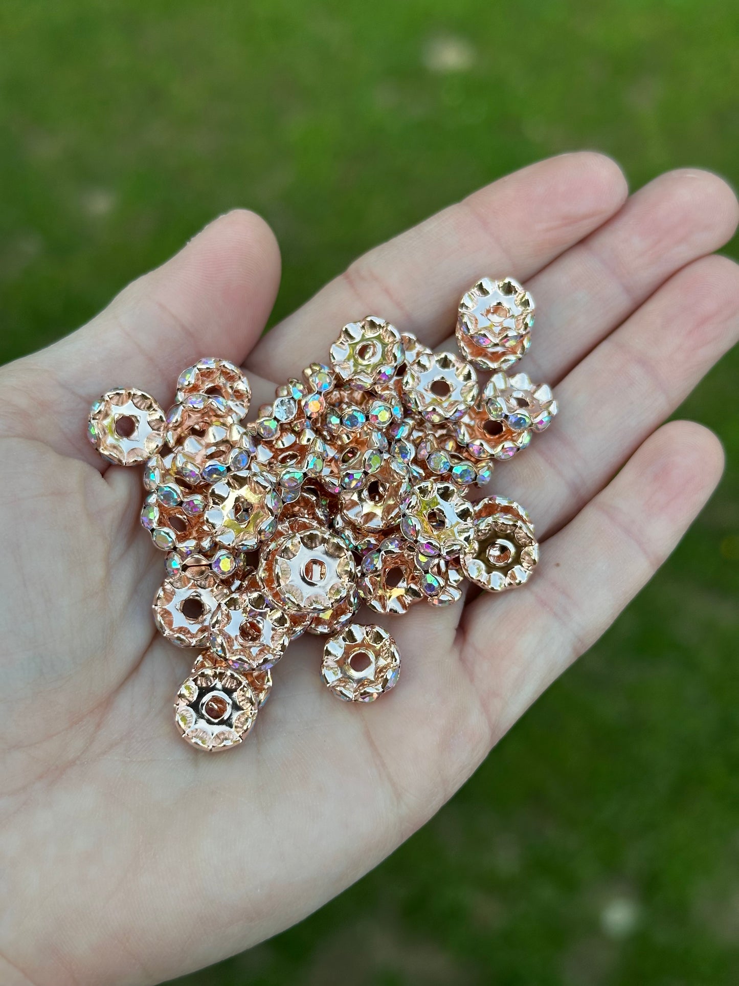 12MM Spacers Wavy Rhinestone 1 Set of 10