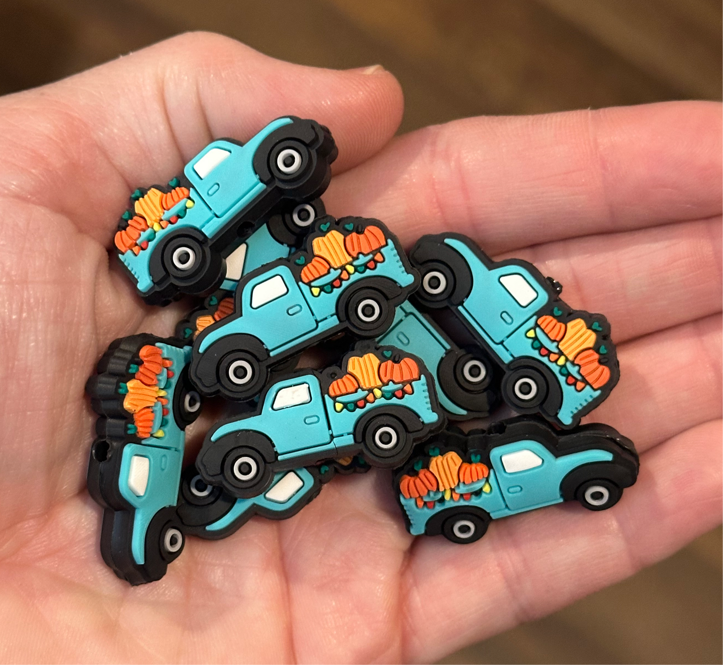 Fall Pumpkin Truck Silicone Focal Bead