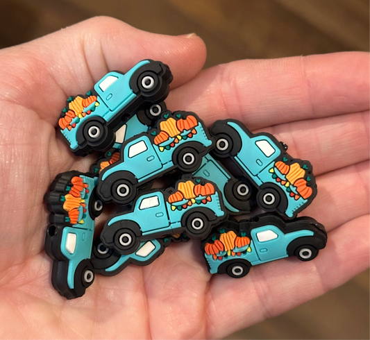 Fall Pumpkin Truck Silicone Focal Bead