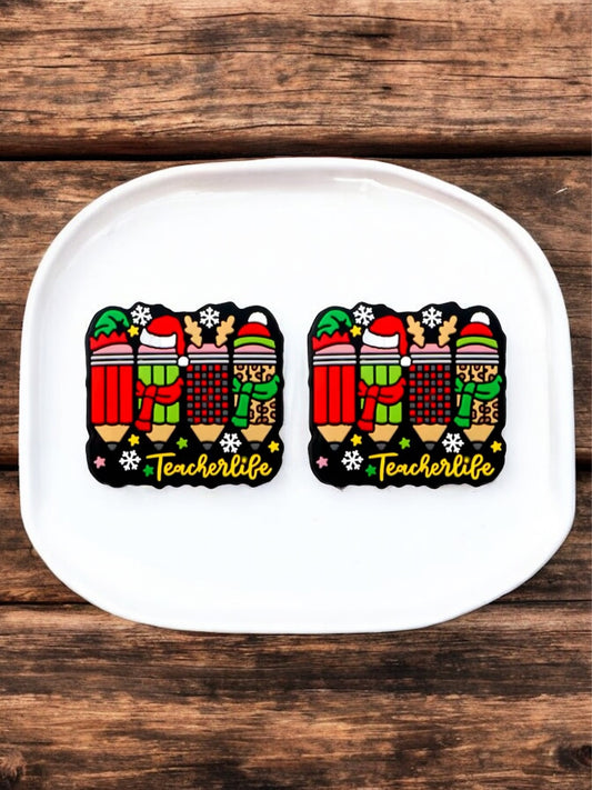 Christmas Teacher Silicone Focal Bead