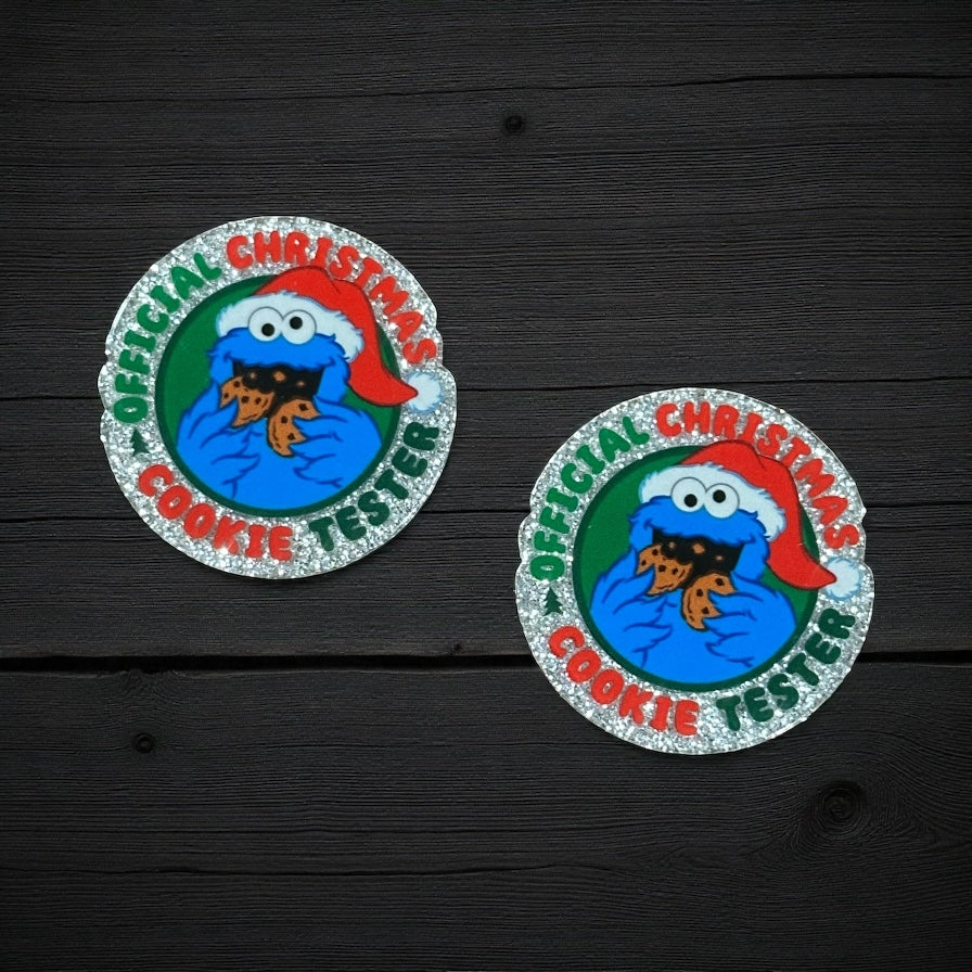 Christmas Cookie Tester Glitter Acrylic Flatback