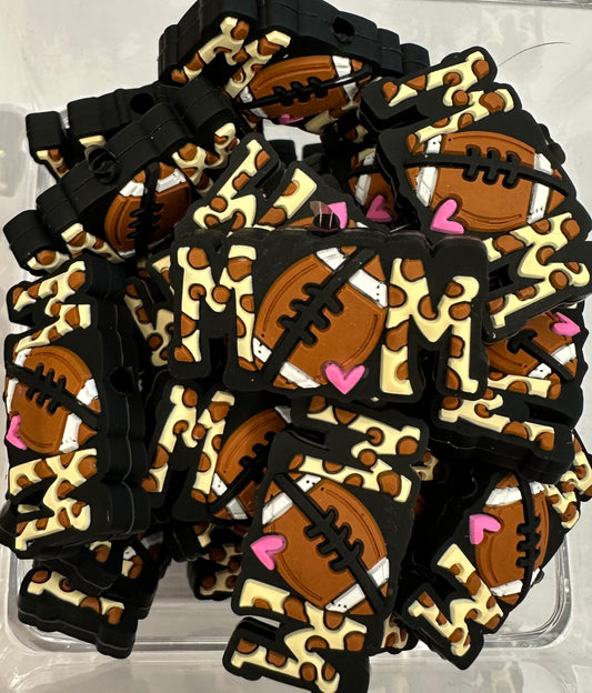 Football Mom Silicone Focal Beads