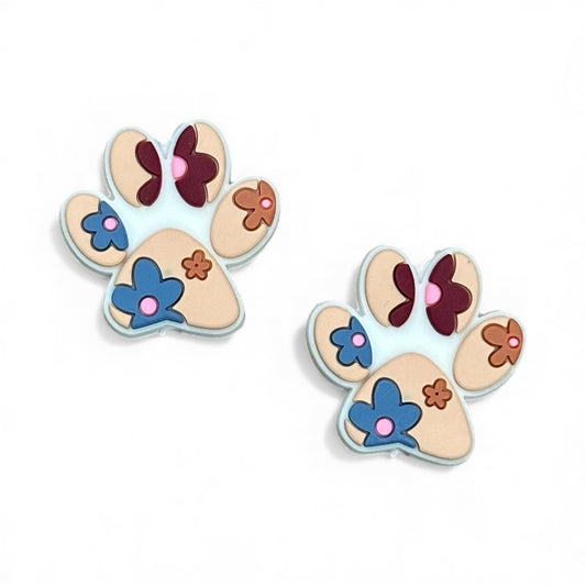 Dog Paw Flower Retro Silicone Focal Bead