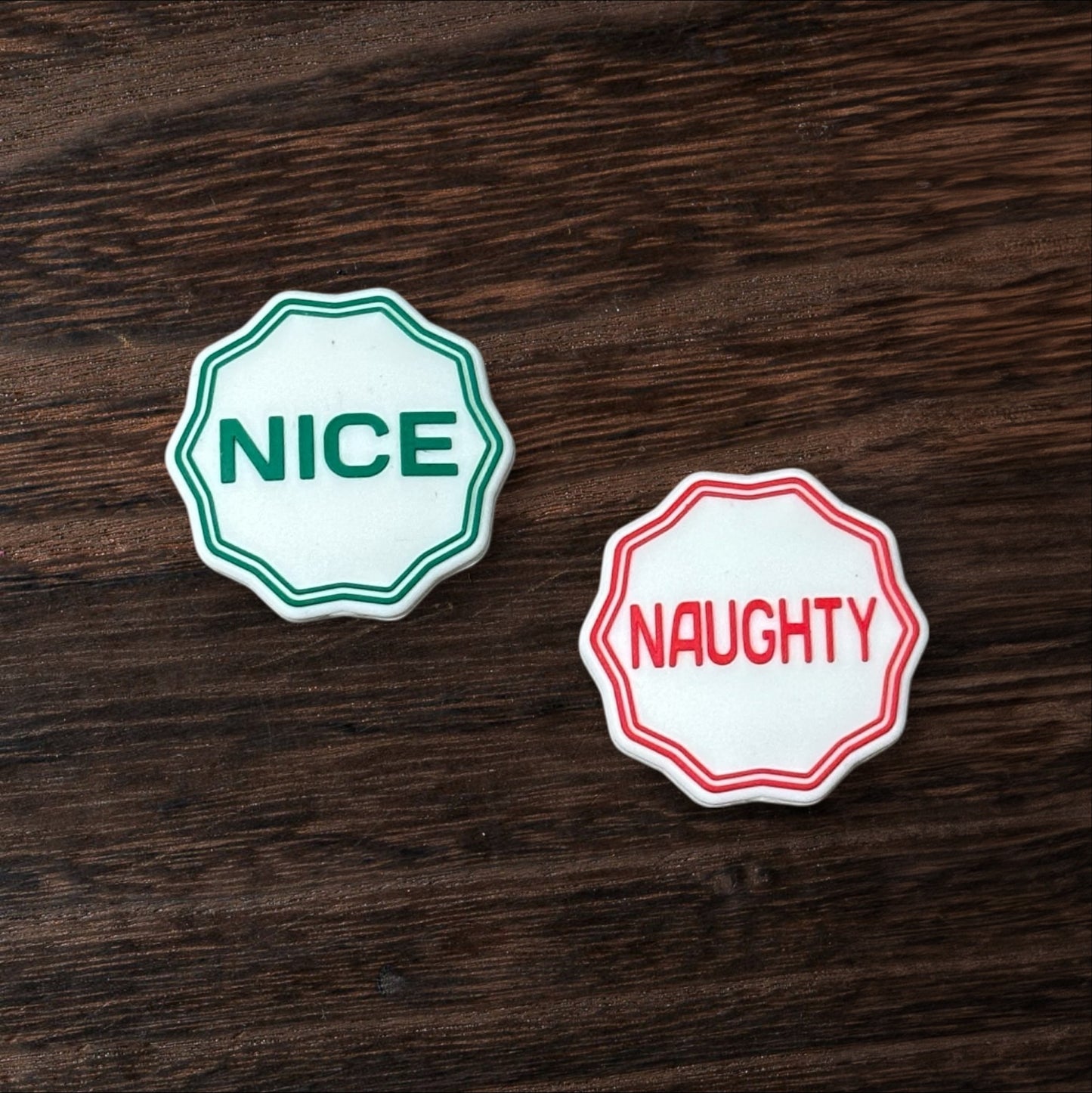 Christmas Nice Naughty Silicone Focal Bead