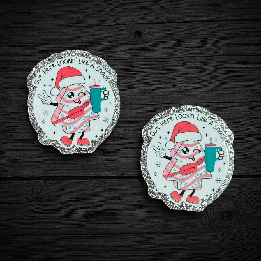 Christmas Lookin’ Like a Snack Glitter Acrylic Flatback