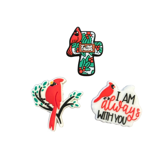 Christmas Cardinal Bird Memory Focal Bead