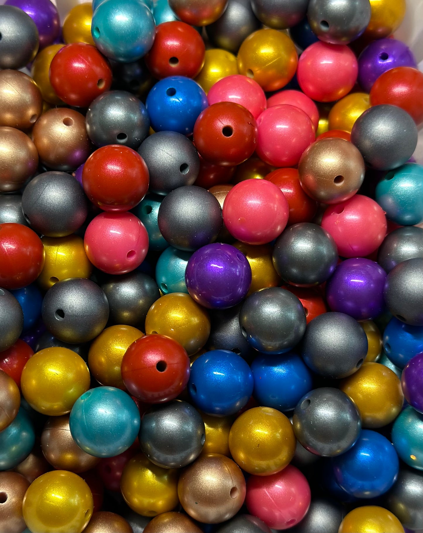 15mm Metallic Silicone Beads Mix of 20