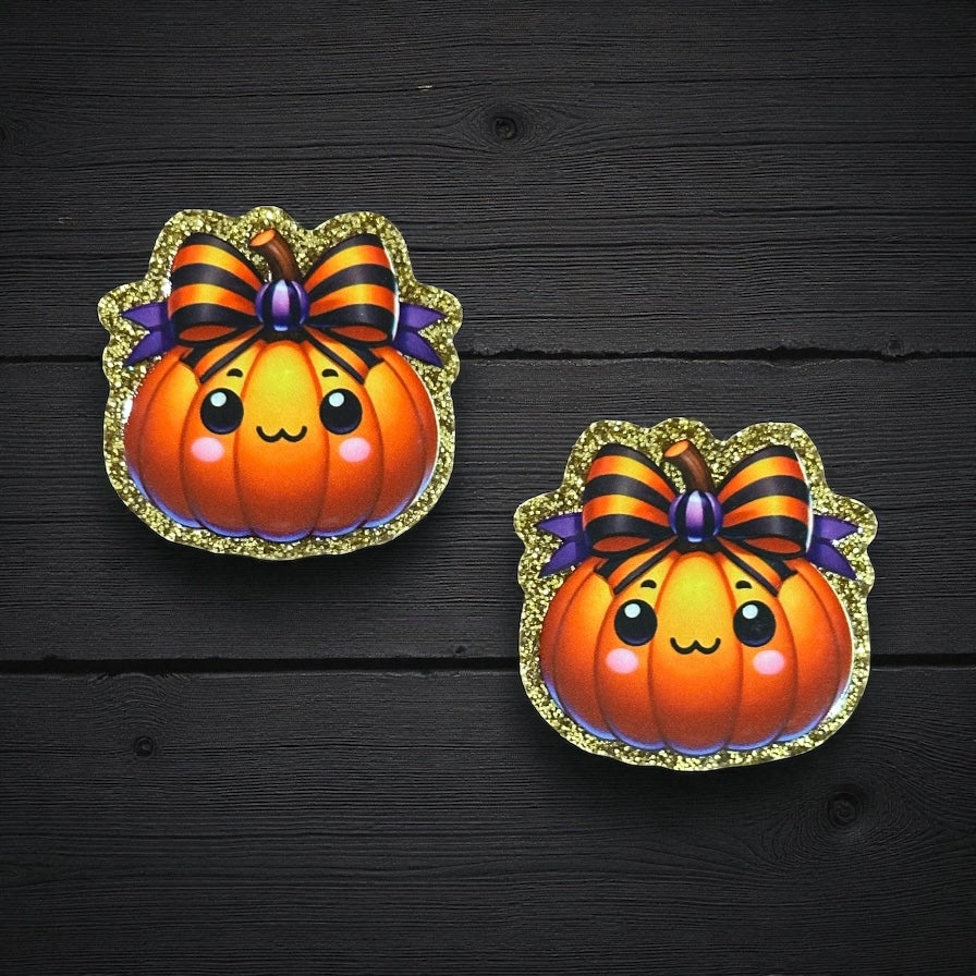 Pumpkin Fall Halloween Glitter Acrylic Flatback