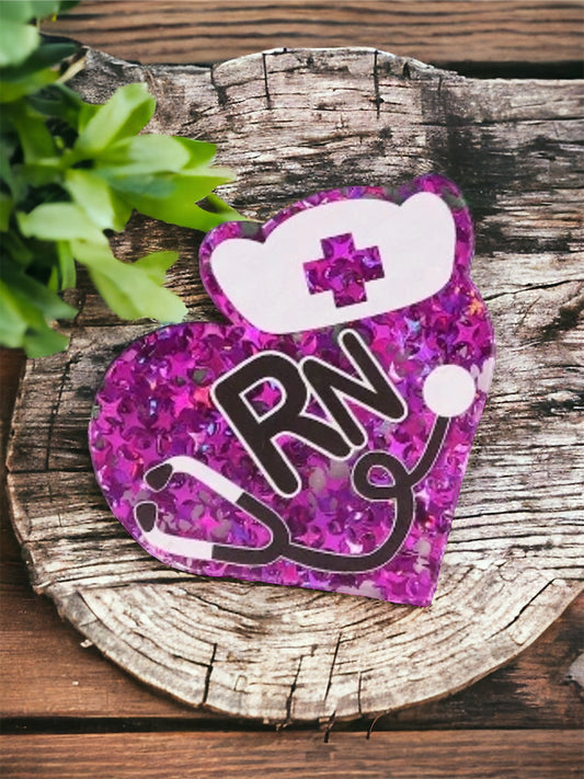 Nurse RN Acrylic Flatback Glitter