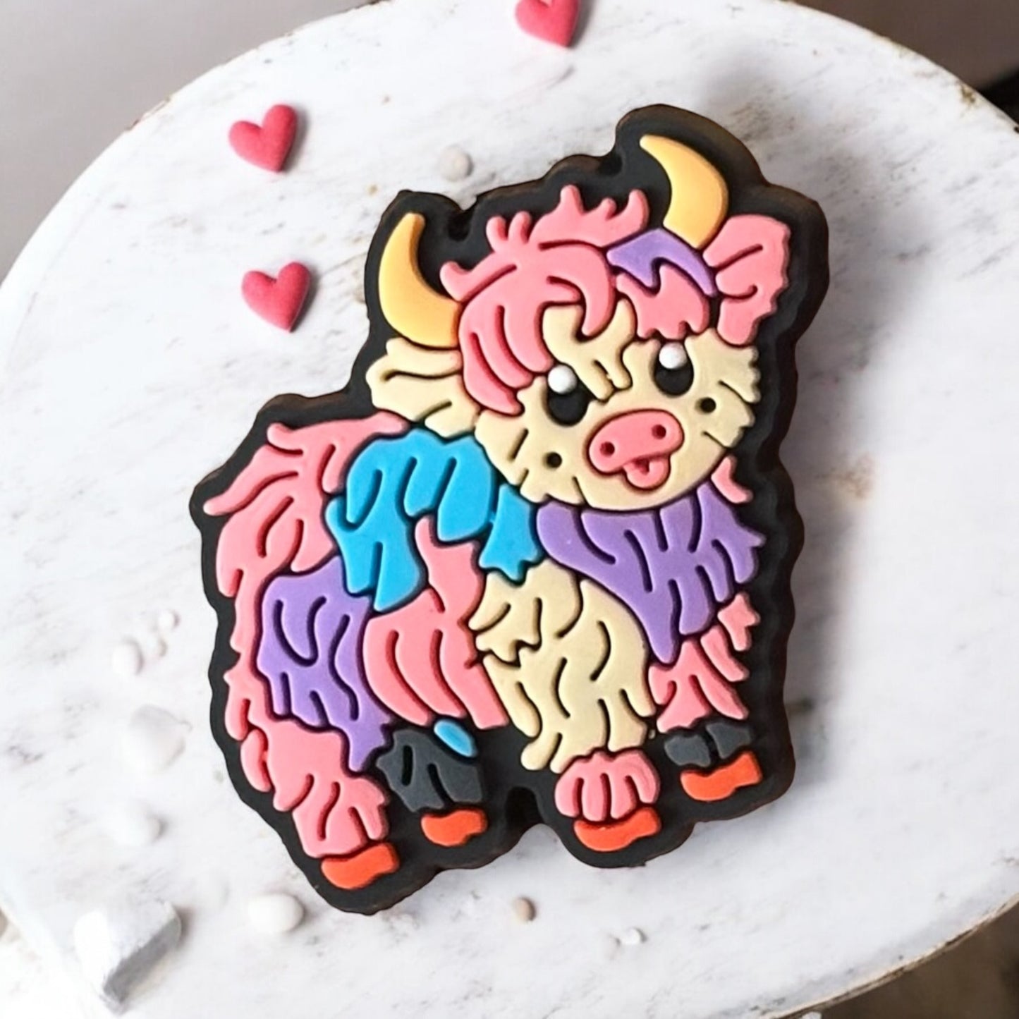 Highland Cow Valentine Silicone Focal Bead