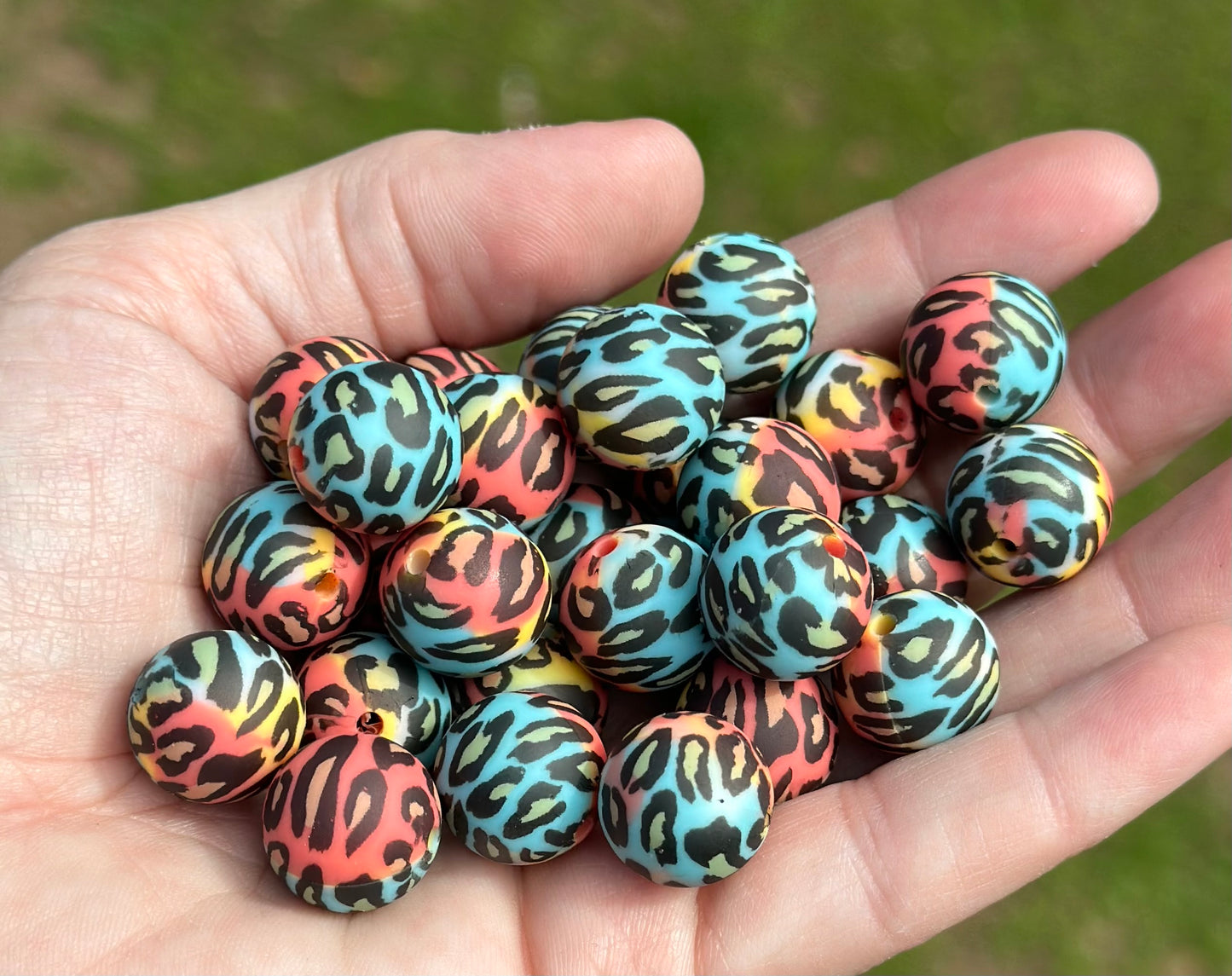 15mm Printed Silicone Beads