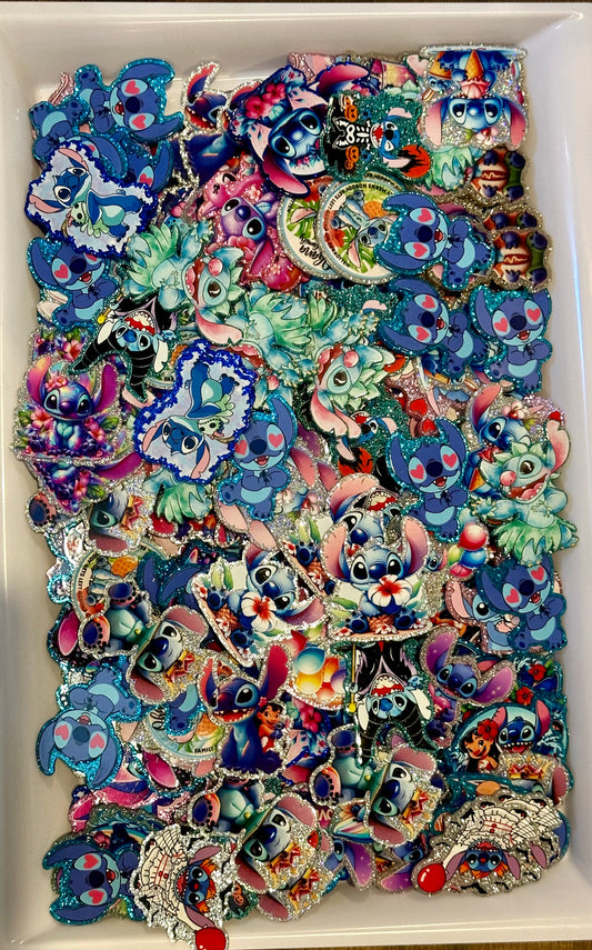 Stitch Flatback Glitter Random Mix of 10