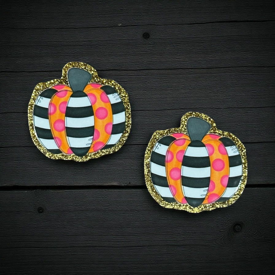 Pumpkin Fall Halloween Glitter Acrylic Flatback