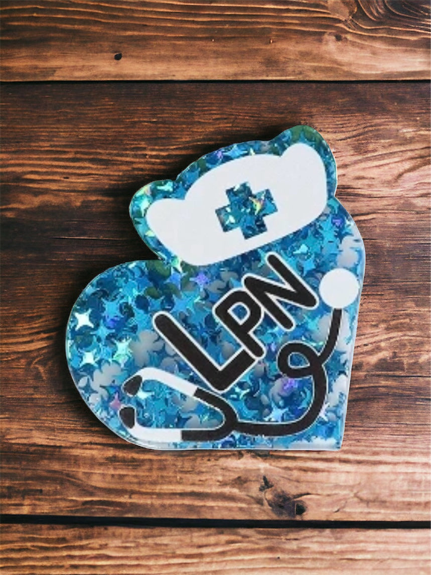 Nurse LPN Acrylic Flatback Glitter