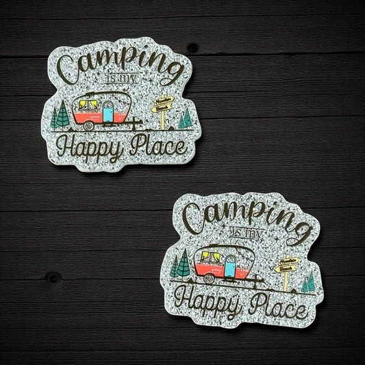 Happy Camper Camping Outdoor Glitter Acrylic Flatback