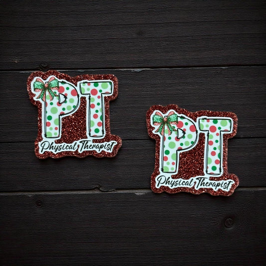 Christmas Physical Therapy PT Glitter Acrylic Flatback