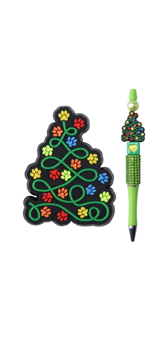 Christmas Tree Paw Dog PVC Focal Bead