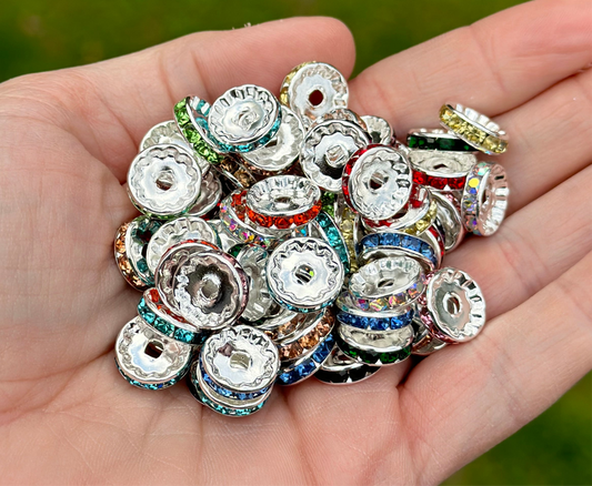 12mm Colorful Mix of Rhinestone Spacers