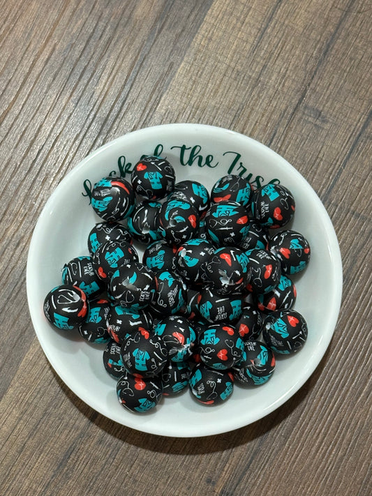 15mm Printed Silicone Beads