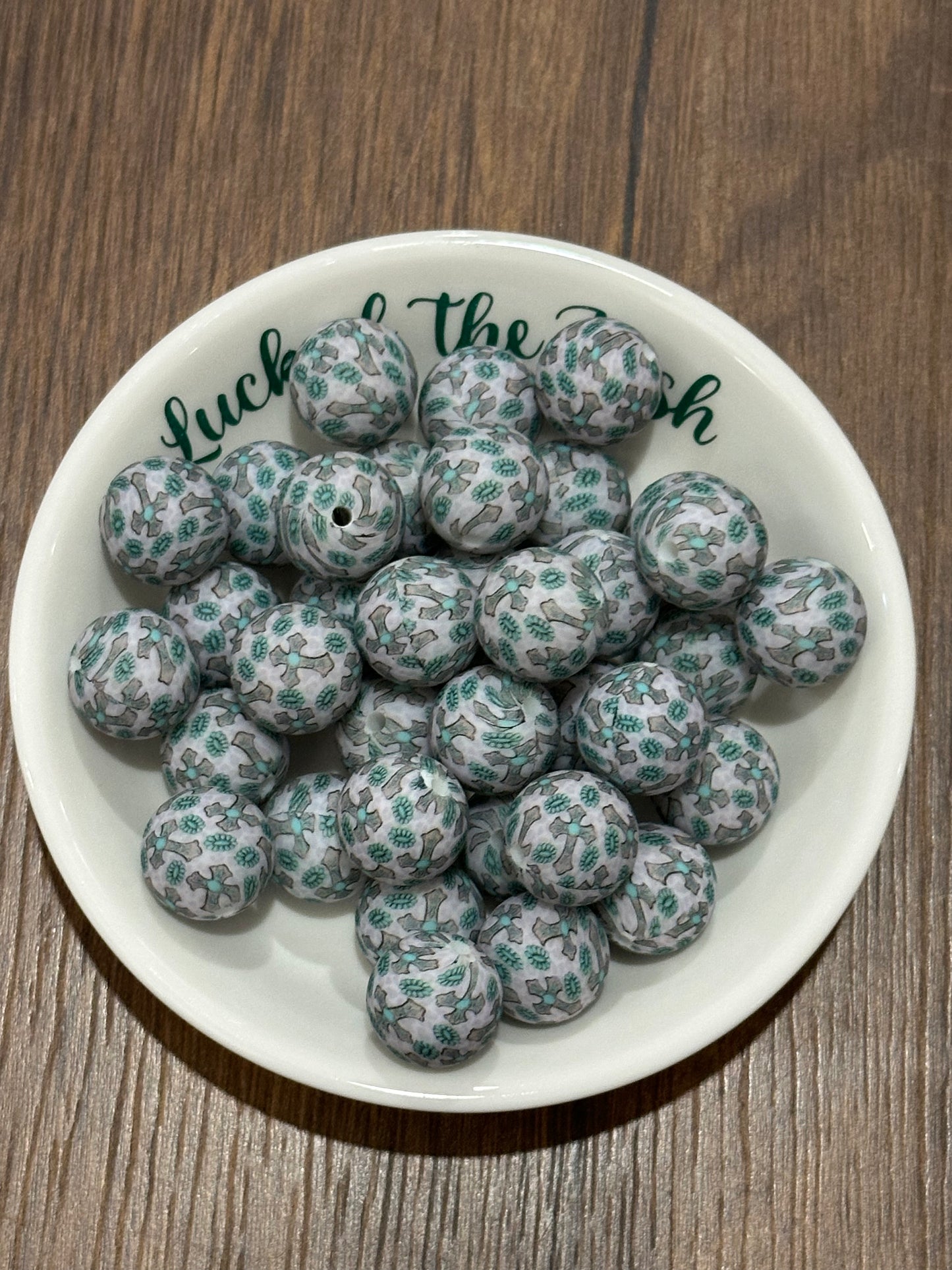 15mm Printed Silicone Beads