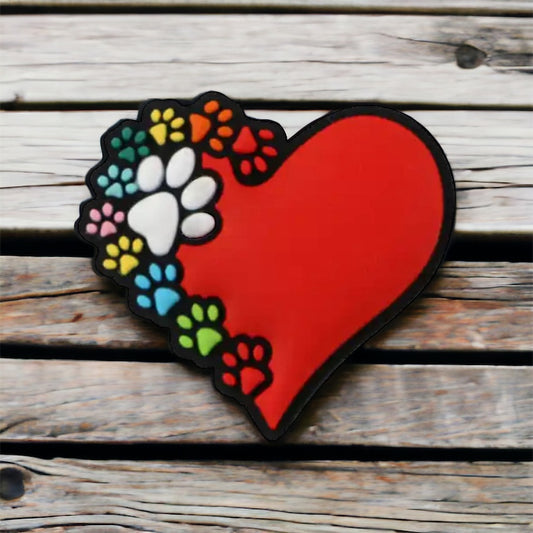 Dog Paw Heart Silicone Focal Bead
