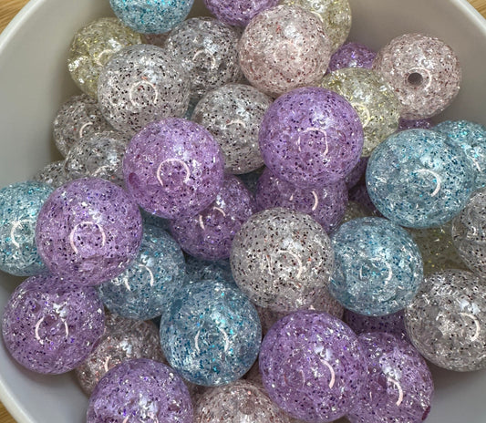 18mm Acrylic Glitter Crackle Beads