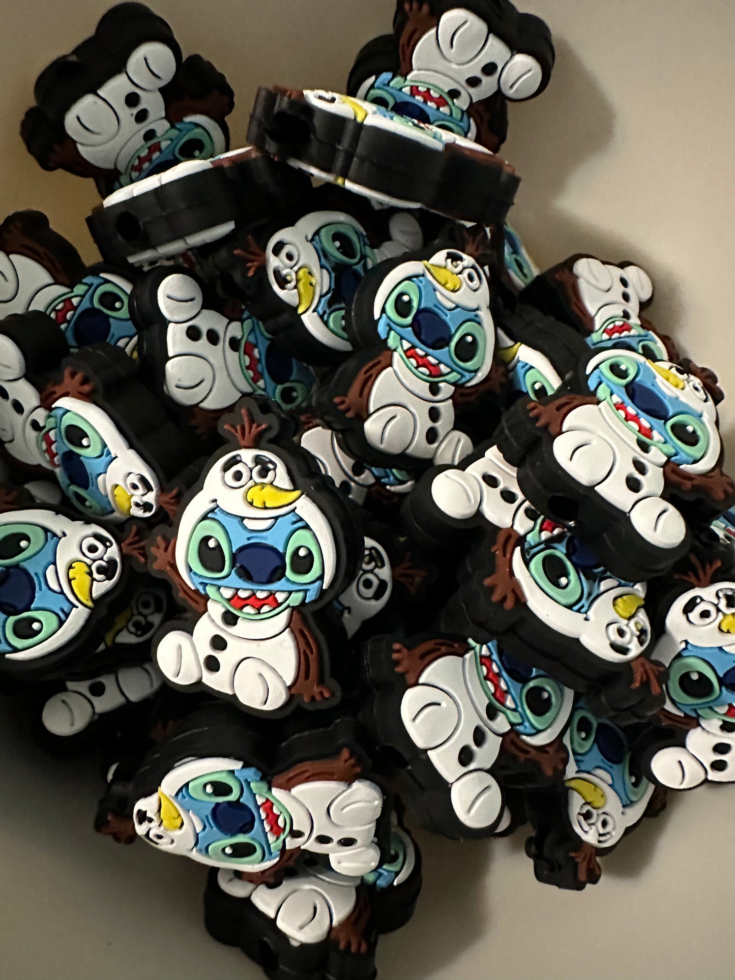 Blue Alien Snowman Silicone Focal Bead