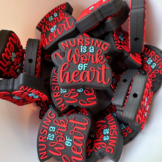 Nursing is a Work of Heart Silicone Focal Bead